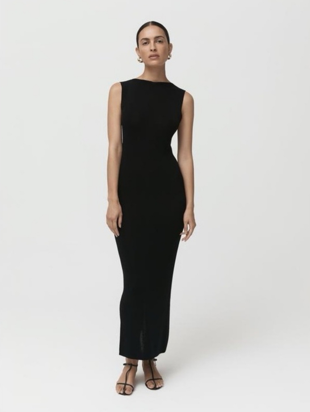 St. Agni Black Vas Sleeveless Ribbed Maxi Dress Sz M